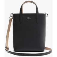 lacoste γυναικεία τσάντα χειρός/crossbody με μεταλλικό λογότυπο `anna vertical` - nf4929aa μαύρο