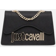 just cavalli γυναικεία τσάντα ώμου με ανάγλυφο μεταλλικό λογότυπο - 78ra4bb7zs766 μαύρο