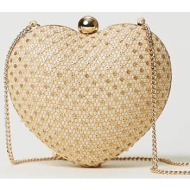 twinset γυναικεία τσάντα ώμου σε σχήμα καρδιάς `coup de coeur` - 251tb7200 μπεζ