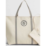 gant γυναικεία τσάντα tote με κεντημένο monogram και αποσπώμενη θήκη - 4975130 κρέμ