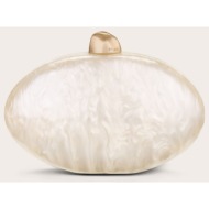cult gaia γυναικείο περλέ τσαντάκι clutch `eviana` - cl3669ac3103-ivy εκρού
