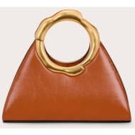 cult gaia γυναικείο δερμάτινο mini bag με χρυσή μεταλλική λαβή `asa` - th3831lr3075-cro ταμπά