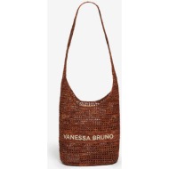 vanessa bruno γυναικεία τσάντα hobo με διάτρητο σχέδιο και κεντημένο λογότυπο `raffia` - 3eve60-v408