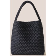 naghedi γυναικεία τσάντα hobo με πλεκτό σχέδιο `nomad medium` - nsn04023ld μαύρο