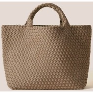 naghedi γυναικεία τσάντα tote με πλεκτό σχέδιο `st. barths medium` - nsn03013ld μπεζ