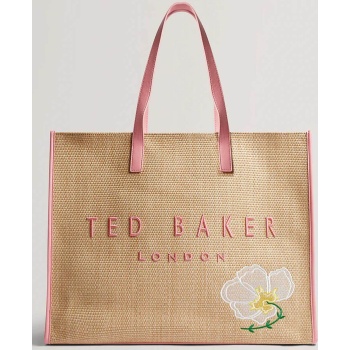 ted baker γυναικεία τσάντα ώμου shopper raffia ``floraff