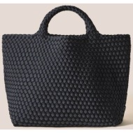 naghedi γυναικεία τσάντα tote με πλεκτό σχέδιο `st. barths medium` - nsn03013ld μαύρο