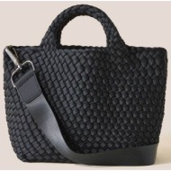 naghedi γυναικεία τσάντα tote με πλεκτό σχέδιο `st. barths small` - nsn03012ld μαύρο