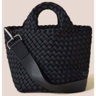 naghedi γυναικεία τσάντα tote με πλεκτό σχέδιο `st. barths petit` - nsn03011ld μαύρο