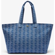 lacoste unisex τσάντα tote με all-over monogram `xl summer pack` - nu4994pb μπλε