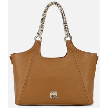 ynot? γυναικεία τσάντα tote με μεταλλικό λογότυπο `rachel`