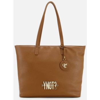 ynot? γυναικεία τσάντα shopper με μεταλλικό λογότυπο