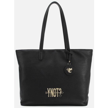ynot? γυναικεία τσάντα shopper με μεταλλικό λογότυπο