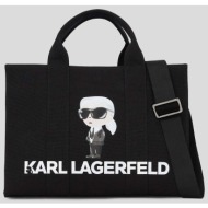 karl lagerfeld γυναικεία τσάντα tote `ikon aquarelle canvas` - a2w50047 μαύρο