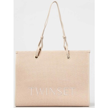 twinset γυναικεία τσάντα shopper με κεντημένο λογότυπο 