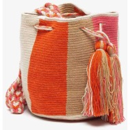 guanabana γυναικεία τσάντα bucket πλεκτή `terranova` - g12w-0001-2435 πορτοκαλί