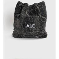 `ale γυναικεία denim τσάντα bucket με κεντημένο λογότυπο - 8t22629 μαύρο