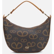 ynot? γυναικεία τσάντα ώμου με all-over monogram `matilda` - mat715s5 καφέ