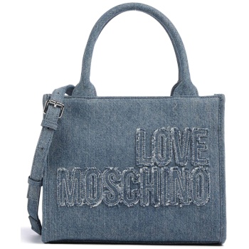 love moschino γυναικεία denim τσάντα χειρός tote με