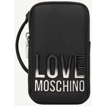 love moschino γυναικεία θήκη κινητού με μεταλλικό λογότυπο