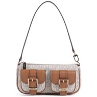 michael kors γυναικεία τσάντα ώμου με all-over monogram και τσέπες `zoe` - 32s5gzcu1b εκρού