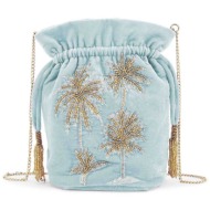 wild paris γυναικείο τσαντάκι bucket με κέντημα `aphelios` - aphelios/sac/ss25 γαλάζιο