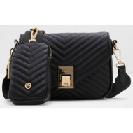 aldo γυναικεία τσάντα crossbody με αποσπώμενο πορτοφόλι `unila` - unila μαύρο