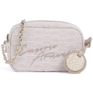 emporio armani γυναικεία υφασμάτινη τσάντα crossbody με all-over logo και κεντημένο λογότυπο - ew001