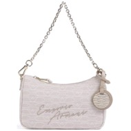 emporio armani γυναικεία υφασμάτινη τσάντα ώμου με all-over logo και κεντημένο λογότυπο - ew001892af