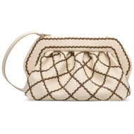 themoirè γυναικείο τσαντάκι clutch vegan από bamboo `bios lace` - tmsr25bla81 μπεζ