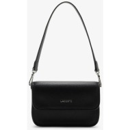 lacoste γυναικεία τσάντα ώμου μονόχρωμη με μεταλλικό λογότυπο - nf5147eg μαύρο