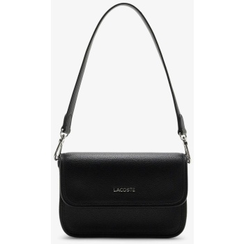 lacoste γυναικεία τσάντα ώμου μονόχρωμη με μεταλλικό