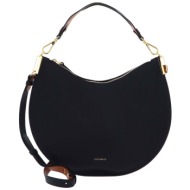 coccinelle γυναικεία δερμάτινη τσάντα ώμου `sunup medium` - e1qkf-130201 μαύρο