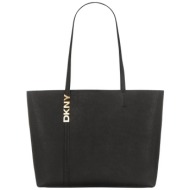 dkny γυναικεία δερμάτινη τσάντα χειρός μονόχρωμη `avril` - r52akg54 μαύρο