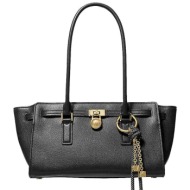 michael kors γυναικεία δερμάτινη τσάντα ώμου `hamilton small` - 30f5gnxt0l μαύρο