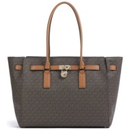 michael kors γυναικεία τσάντα tote με all-over monogram `hamilton large` - 30f5gnxt3b καφέ