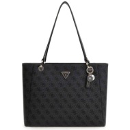 guess γυναικεία τσάντα ώμου με all-over logo print `noelle ii` - hwbg9672250 ανθρακί