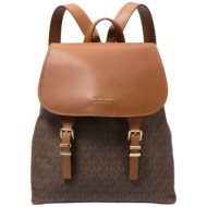 michael kors γυναικείο backpack με all-over monogram και μεταλλικό λογότυπο `quinn` - 30t5gqnb2b καφ