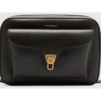 coccinelle γυναικεία δερμάτινη τσάντα crossbody με logo