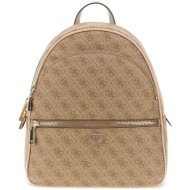 guess γυναικείο σακίδιο πλάτης με all-over logo print `manhattan ii` - hwsg7118330 καφέ ανοιχτό