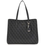 guess γυναικεία τσάντα tote με all-over logo print `meridian ii` - hwsg6974230 ανθρακί
