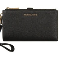 michael kors γυναικείο δερμάτινο πορτοφόλι με μεταλλικό λογότυπο `jet set` - 32t7gafw4l μαύρο