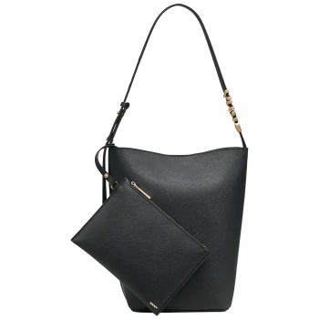 dkny γυναικεία δερμάτινη τσάντα ώμου μονόχρωμη `avril` 