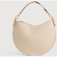 coccinelle γυναικεία δερμάτινη τσάντα ώμου `sunup medium` - e1qkf-130201 μπεζ