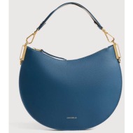 coccinelle γυναικεία δερμάτινη τσάντα ώμου `sunup medium` - e1qkf-130201 μπλε