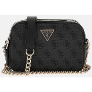 guess γυναικεία τσάντα crossbody με μεταλλικό λογότυπο και all-over logo print `noelle 4g logo mini`