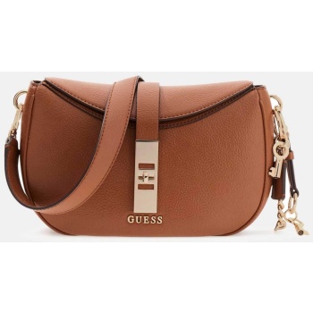 guess γυναικεία τσάντα ώμου με μεταλλικό λογότυπο `brooke