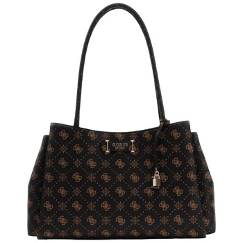 guess γυναικεία τσάντα ώμου με μεταλλικό λογότυπο και