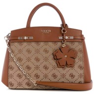 guess γυναικεία τσάντα χειρός με all-over logo print `melinda` - hwjp9902060 καφέ ανοιχτό