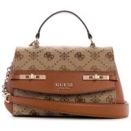 guess γυναικεία τσάντα χειρός με all-over logo print `melinda` - hwjp9902200 καφέ ανοιχτό